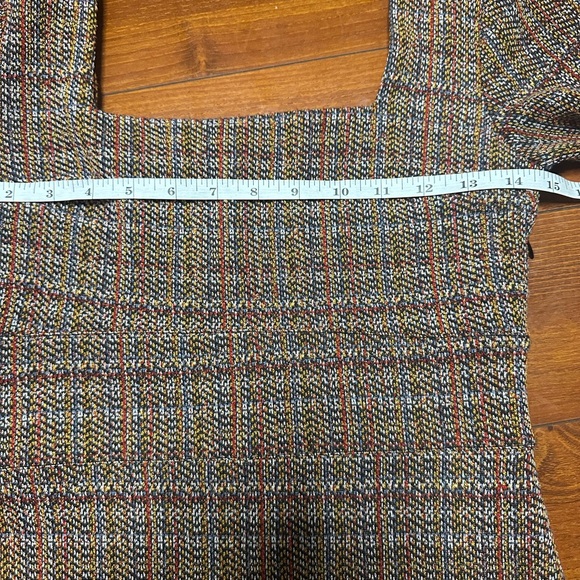 Free People Brown Tweed Long-Sleeve Square Neck Mini Dress - Picture 7 of 8